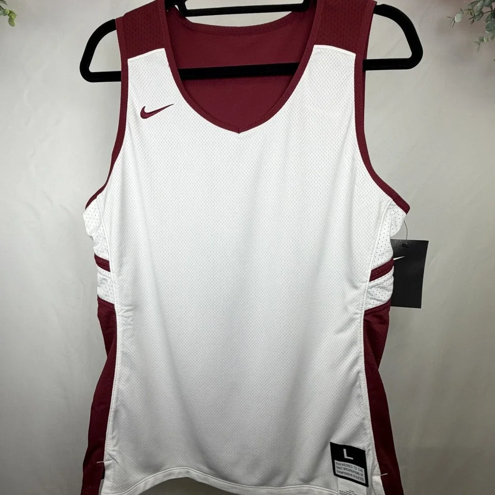 Nike Basketball Reversible Team Stock‎ Jersey White/Burgandy AA0078-104 Size L